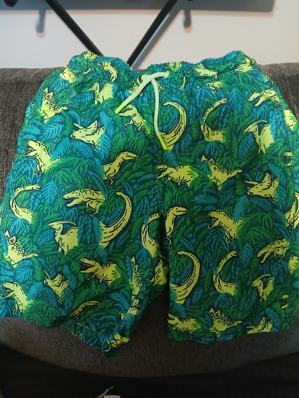 Cat & Jack Green and Yellow Dinosaur Print Hybrid Shorts